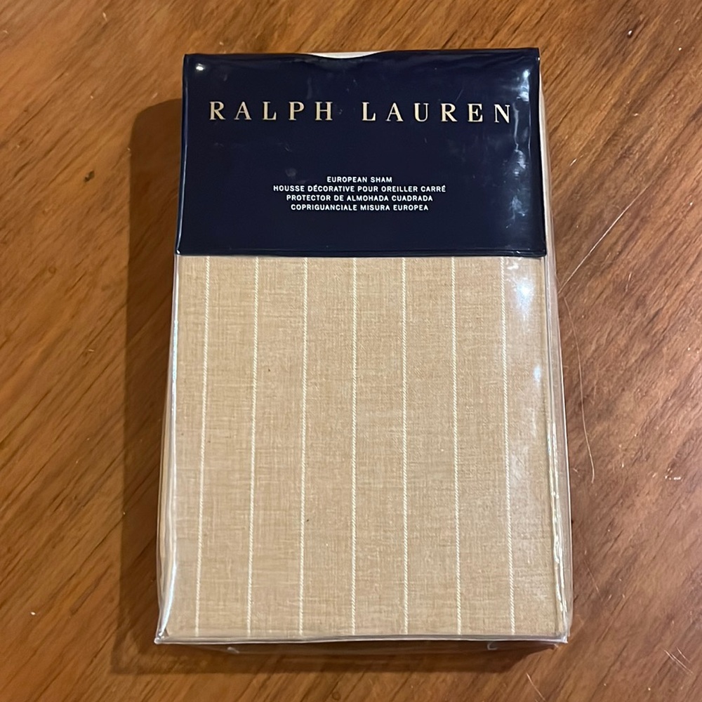 Ralph Lauren Beckett Haberdashery Euro European Pillow Sham Camel new